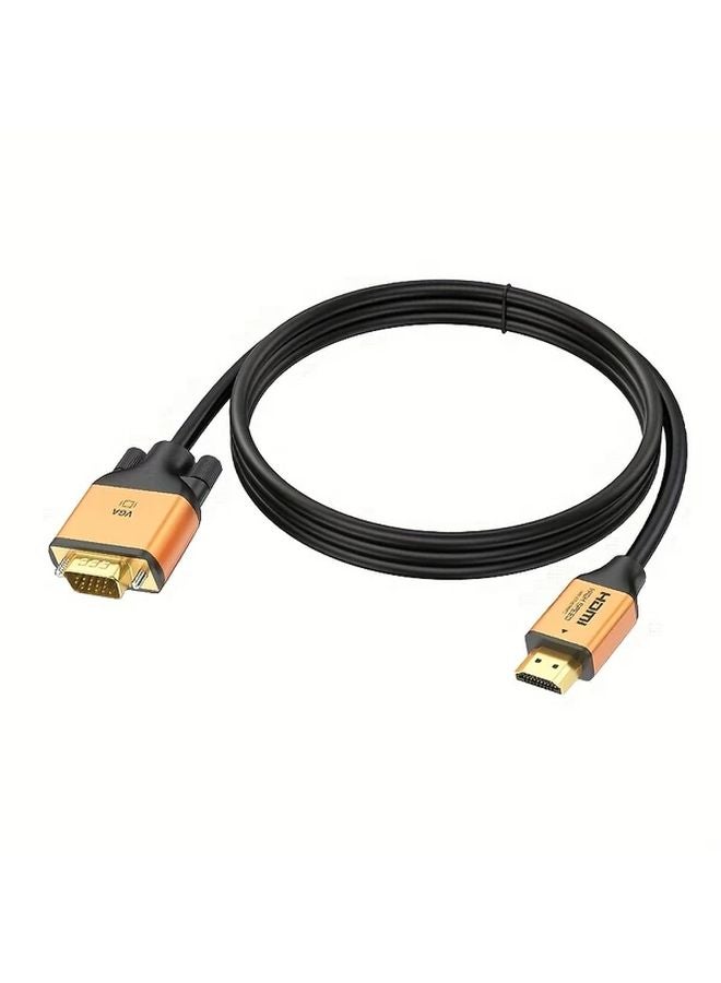 محول VGA أسود ذهبي 6 أقدام بدقة 1080p مع صوت للابتوب وكمبيوتر وجهاز عرض - Image 3